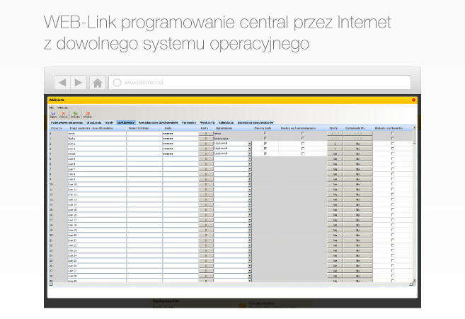 WEB-Link - programowanie central Jablotron